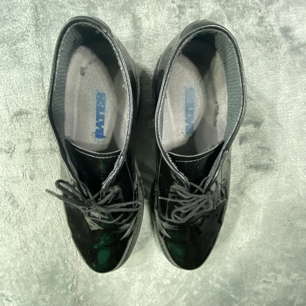 Bates Dress‎ Shoes Size 10 Black Shiny Lace-Up Vibram Business Military Gloss